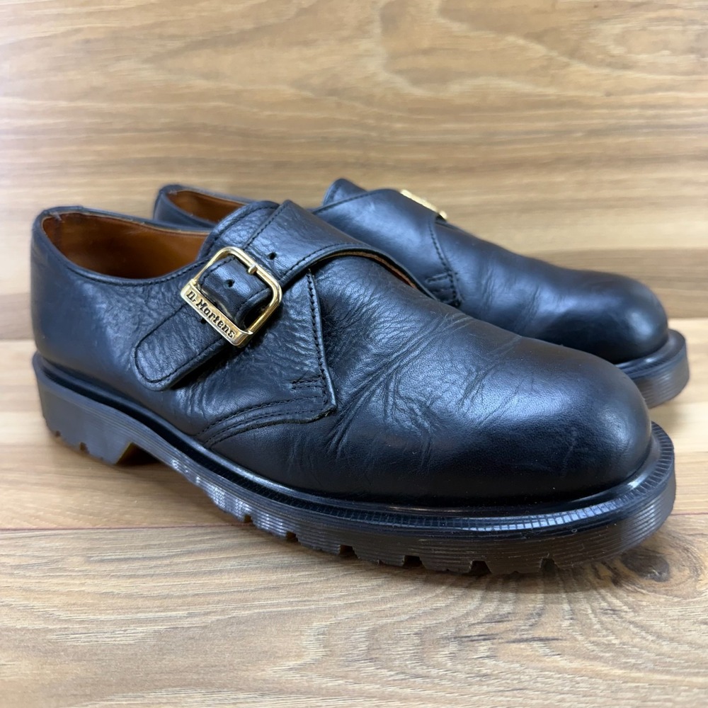 Dr Martens Vintage Y2K Monk Strap Oxfords Womens 8 UK 6 Black Lug Chunky ENGLAND - Picture 2 of 11